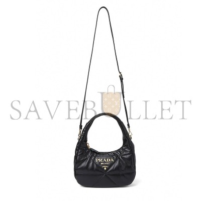 PRADA MINI QUILTED STITCH SHOULDER BAG IN BLACK 1BA384 (21*12.5*6.5cm)